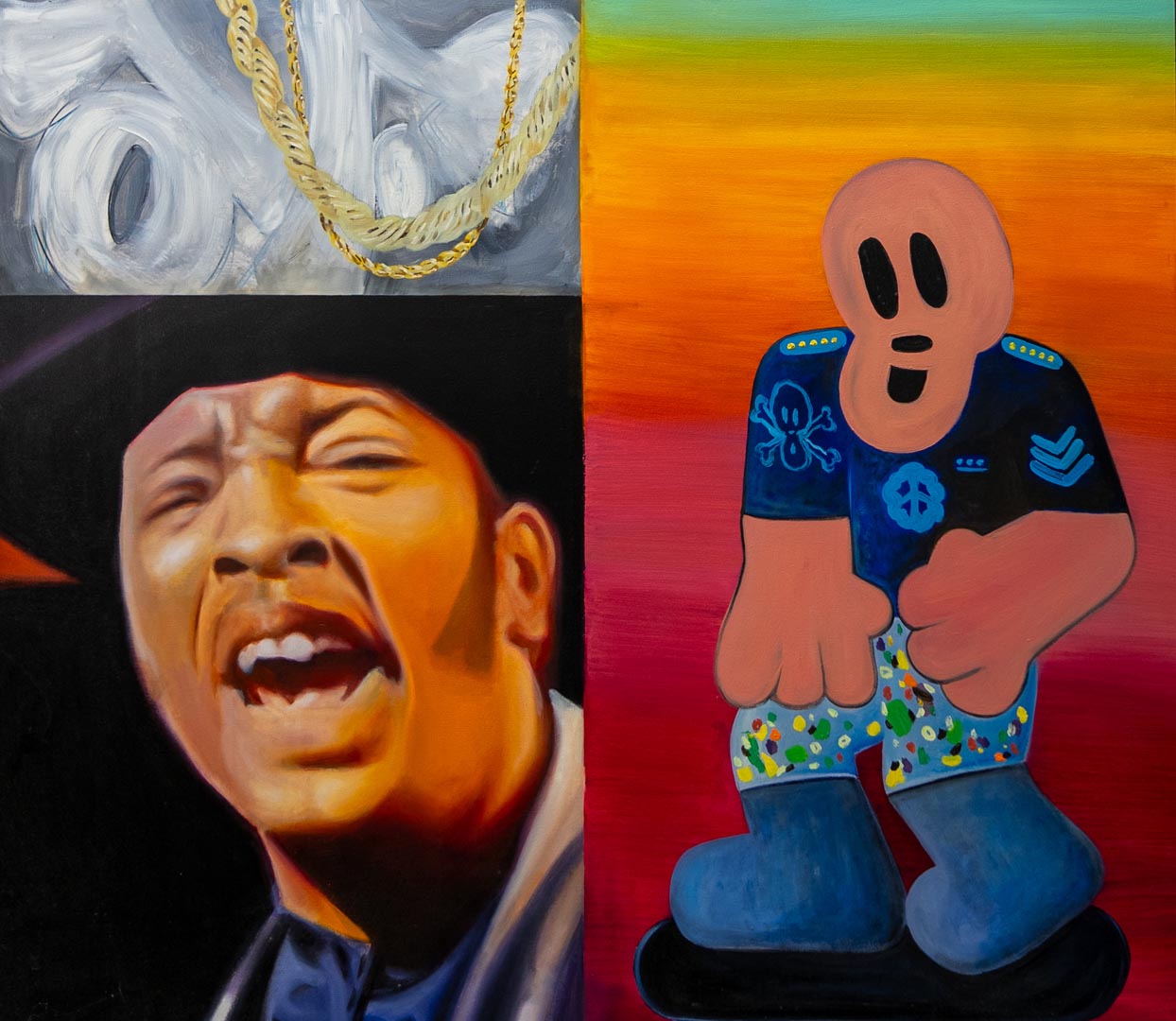 Triptych — chain, voice, figure.
